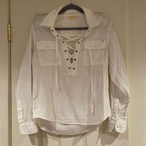 White Mother Tie Front Blouse